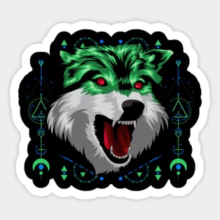 animal wolf green Sticker